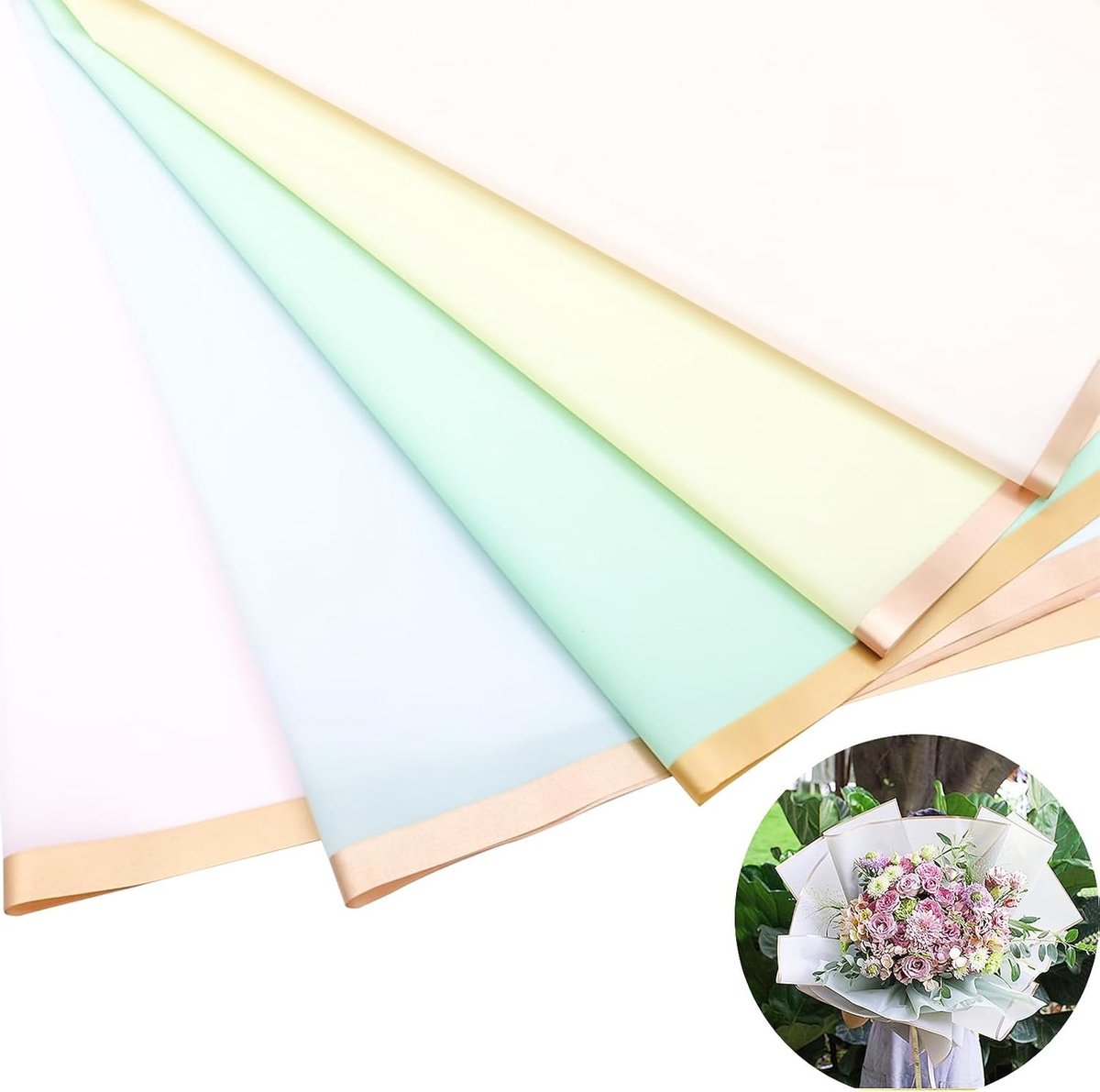 20 Stuks Bloemrijke Inpakpapier Set - Kleurvol, Transparant en Waterdicht voor Verjaardagen, Bruiloften en Feestjes (58x58cm)
