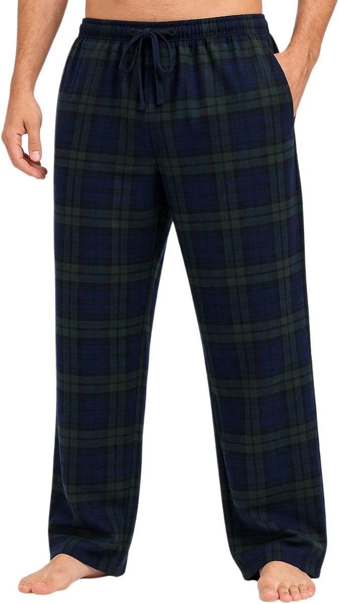 Flanellen Pyjamabroek 100% Katoen, Geruit, Zacht & Ademend, Met Trekkoord & Zakken Winter Slaapkleding