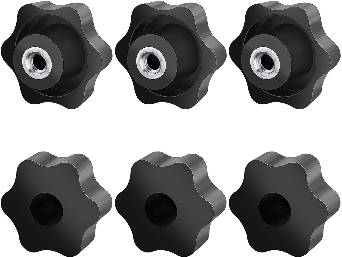 6 stuks M8 Star klemmoeren, Jeboler handvatmoeren diameter 50 mm knoppen grip plastic stermoer, handvat vleugelmoer duimbouten draad voor machines en meubels, werktuigmachines, fitnessapparatuur