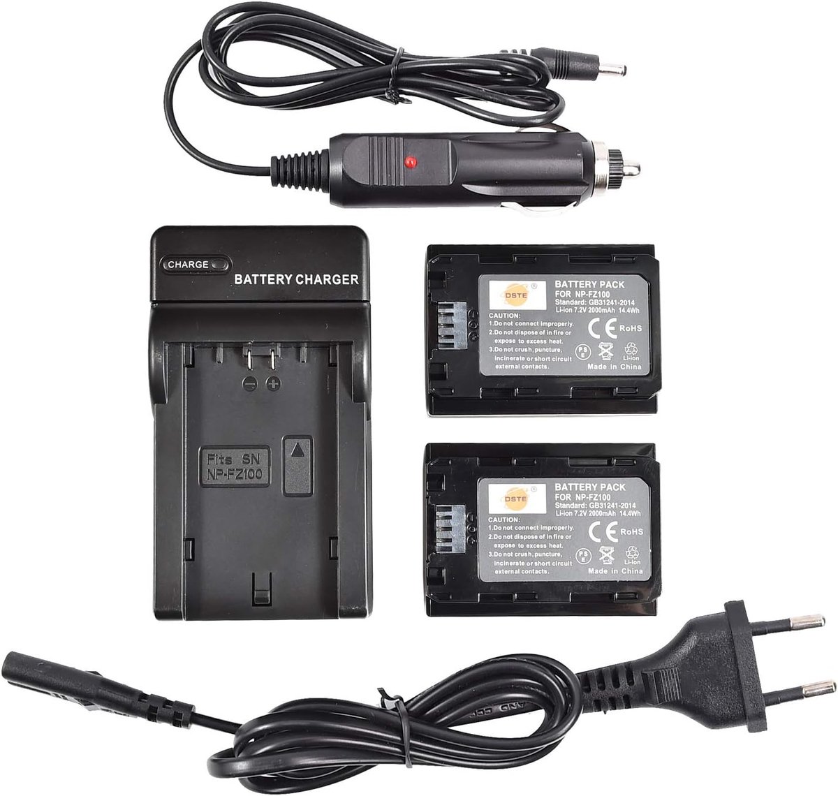 DSTE 2PCS NP-FZ100 Battery & Travel Charger Compatible with Sony A7R3 A7R III α7R III - ShopVlot