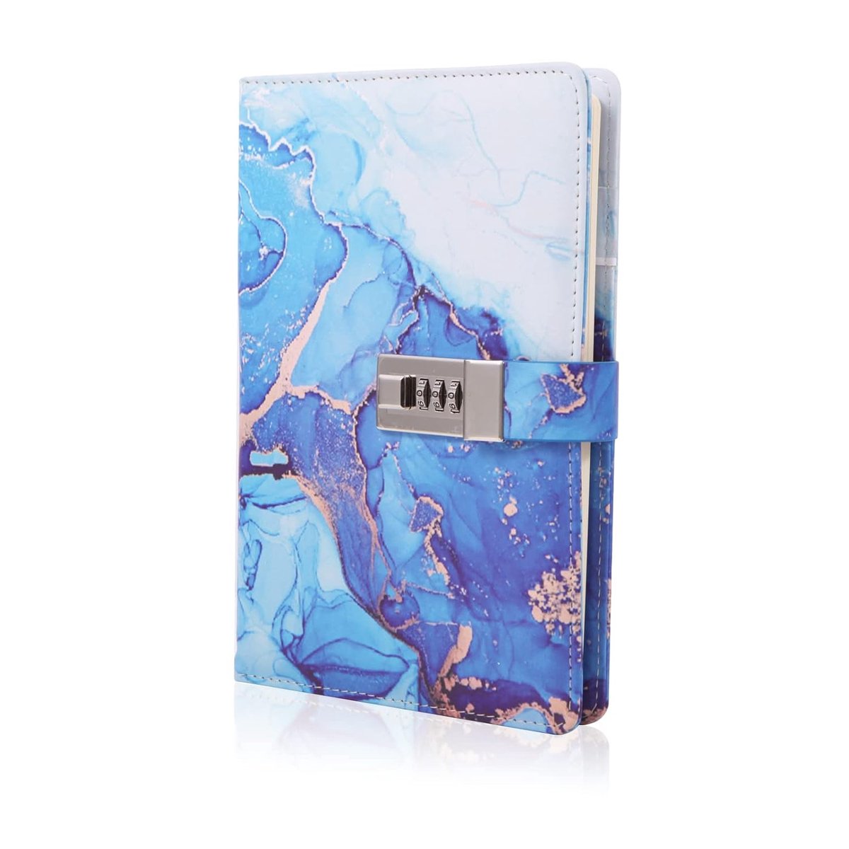Marble Journal with Lock for Girls and Women, A5 Leather Journal with Lock for Teen Girls, Secret Cute Password Lock - ShopVlot