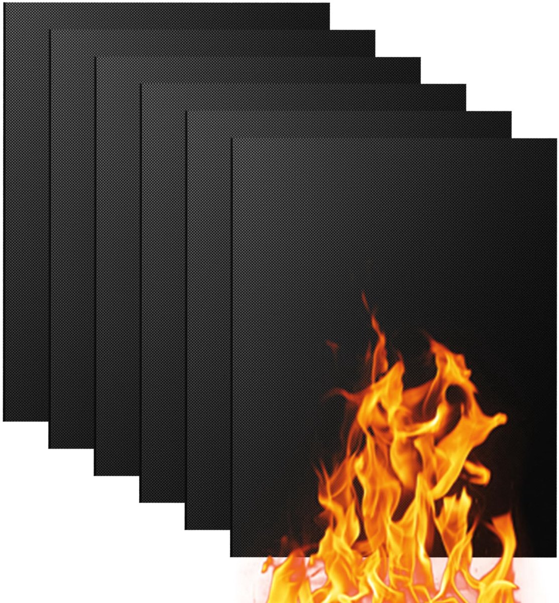 Gentpovth Set van 6 grillmatten, 40 x 30 cm, hittebestendig, anti-aanbaklaag, herbruikbaar, voor gasgrill, kolen - ShopVlot