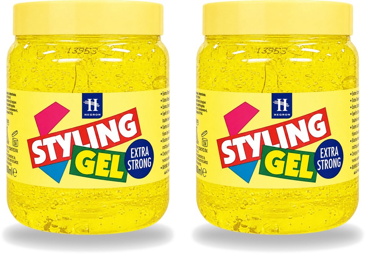 2 x Hegron - Styling Haargel - Extra Strong - Voor Sterke Fixatie - 500 ml - Voordeelverpakking - 2 stuks