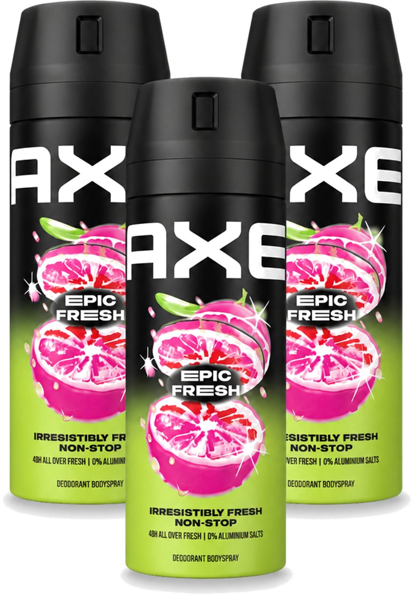 3 x Axe – Deodorant Spray – Epic Fresh – 150 ml - Voordeelverpakking - 3 stuks