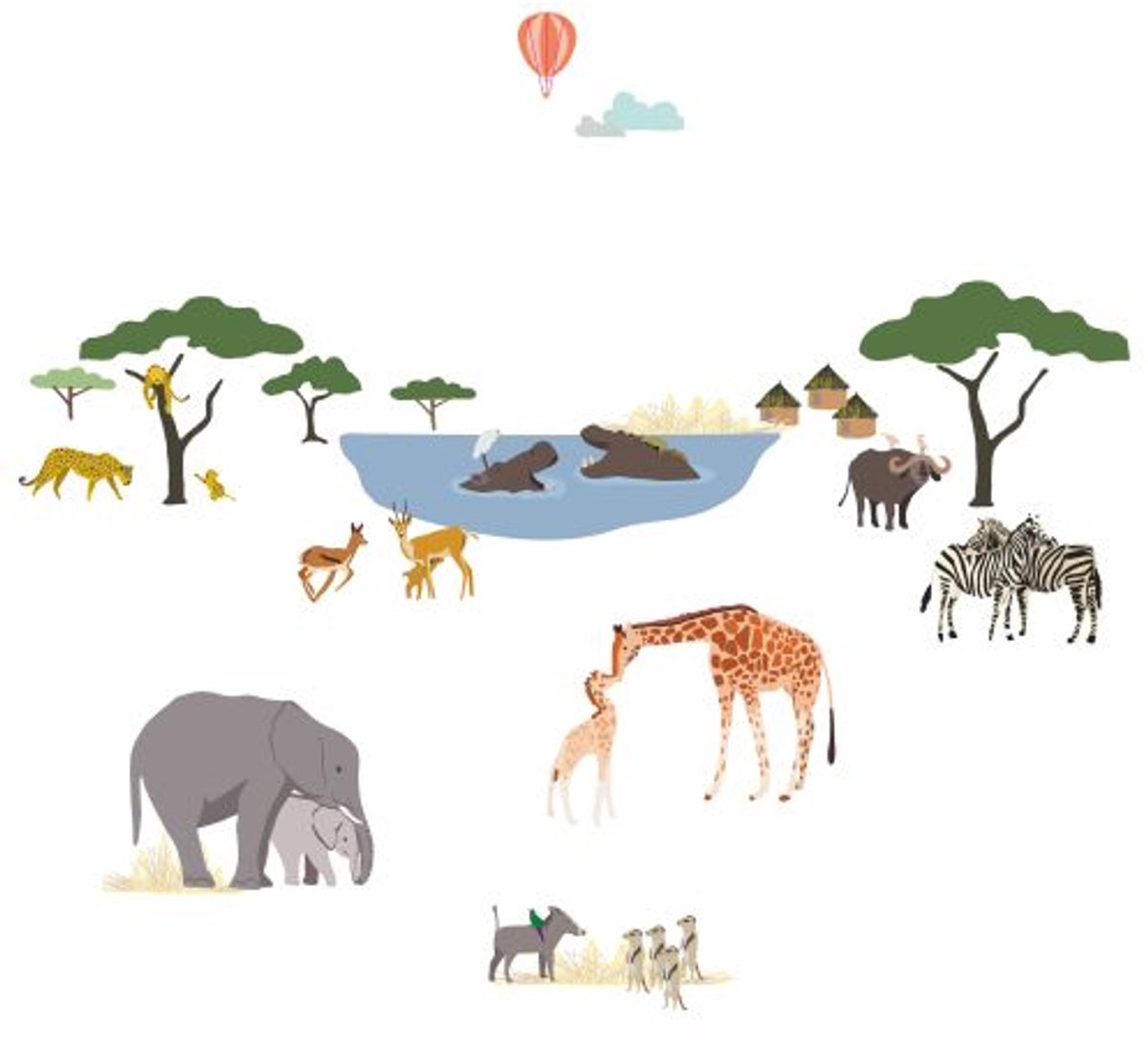 MIMI'Lou Muursticker Safari Dieren Kinderkamer