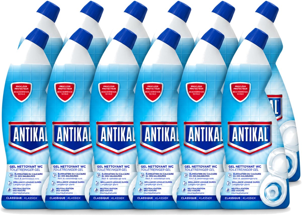 12 x Antikal - Toiletreiniger - Verwijdert Kalkaanslag & Vuil - 750 ml - Voordeelverpakking - 12 stuks