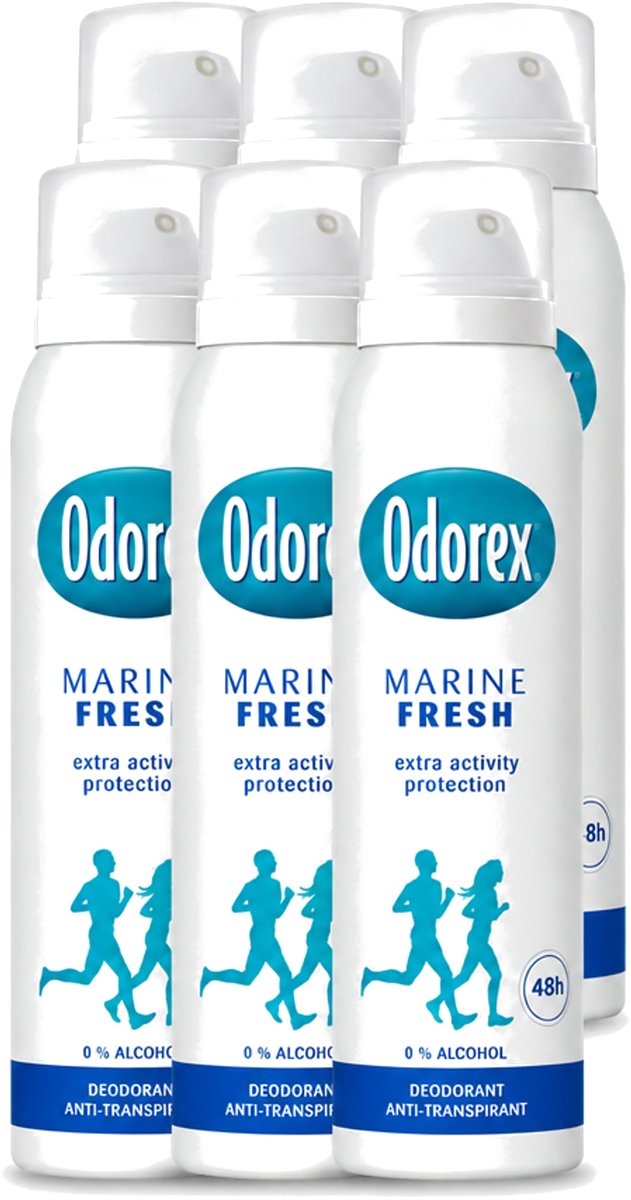 6 x Odorex - Deodorant Spray - Marine Fris - Verfrissend - 150 ml - Voordeelverpakking - 6 stuks