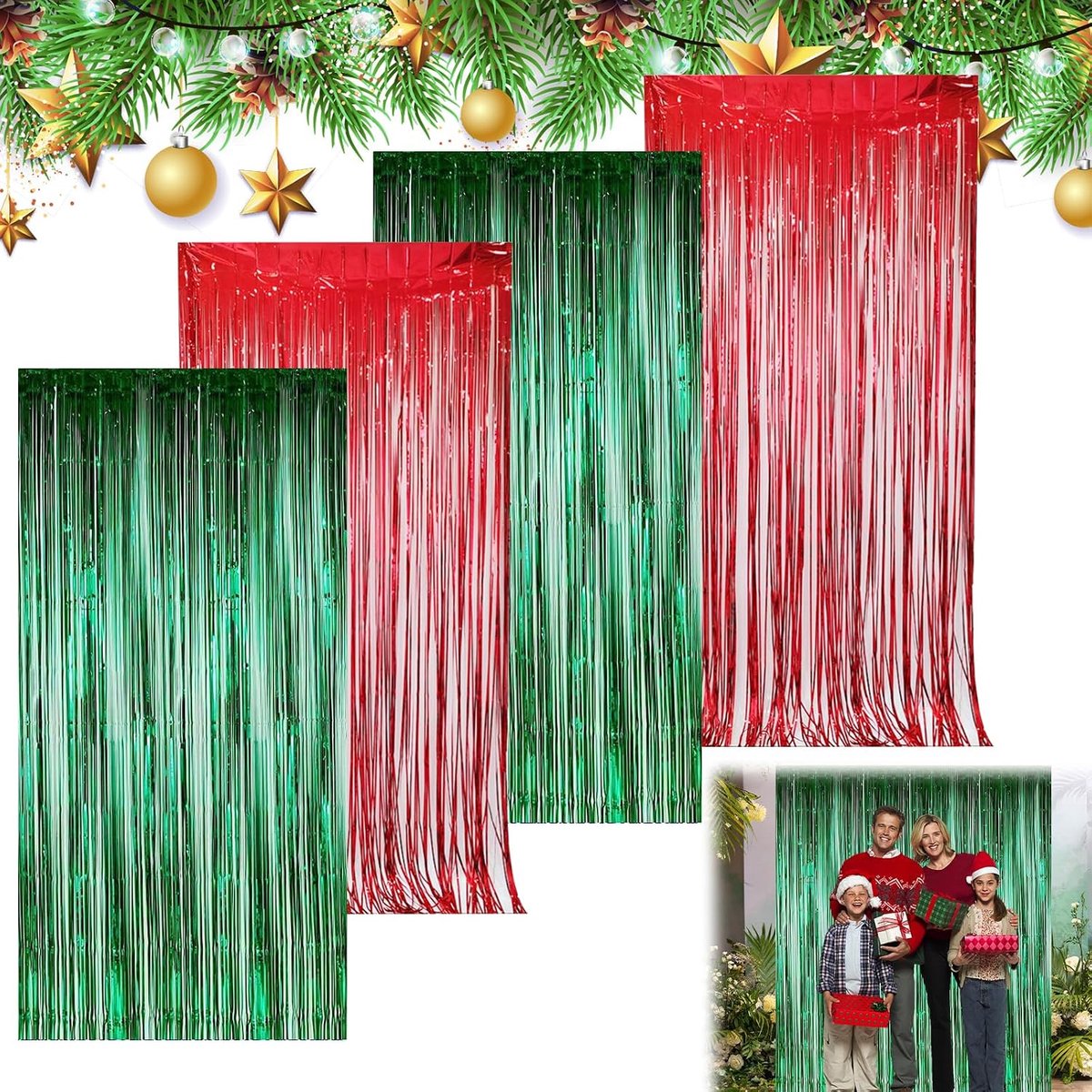 Lametta Curtains Glitter Curtain Lametta Foil Fringes 1 x 2 m for Christmas Background Decoration Birthday Party - ShopVlot