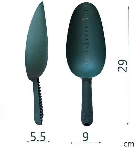 Dailygoods- Handtroffel Lichtgewicht - Tuinschepje - Tuinspade - Tuingereedschap - Kunststof - 2 Stuks 29cm - Tuinschep van Dailygoods — afbeelding 3