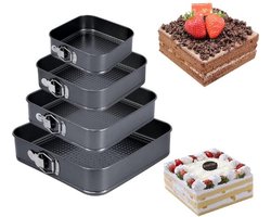 Uponer®-springvorm - Springvormen in 4 verschillende maten - Set springvormen - Vierkant bakblik - Springvorm 22 - Springvorm 24 - Springvorm 26 - Springvorm 28