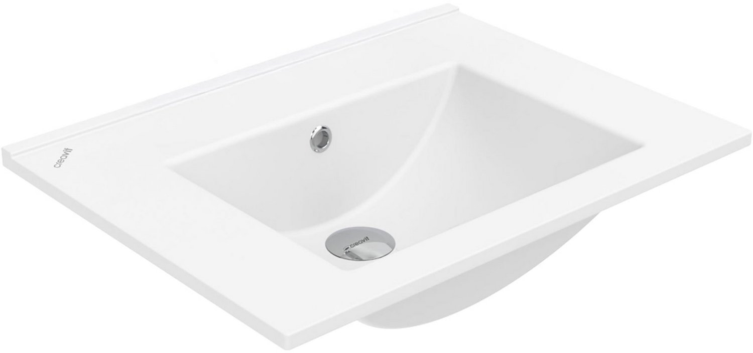 Creavit Su Wastafel - 1 Wasbak - zonder Kraangat - Keramiek - 60 × 45 cm - Glanzend Wit