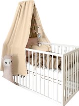 LILIMAUS Klamboe met bedhemelstang met gouden details - hemeltje babybed set - mousseline katoen - 140 cm - crème