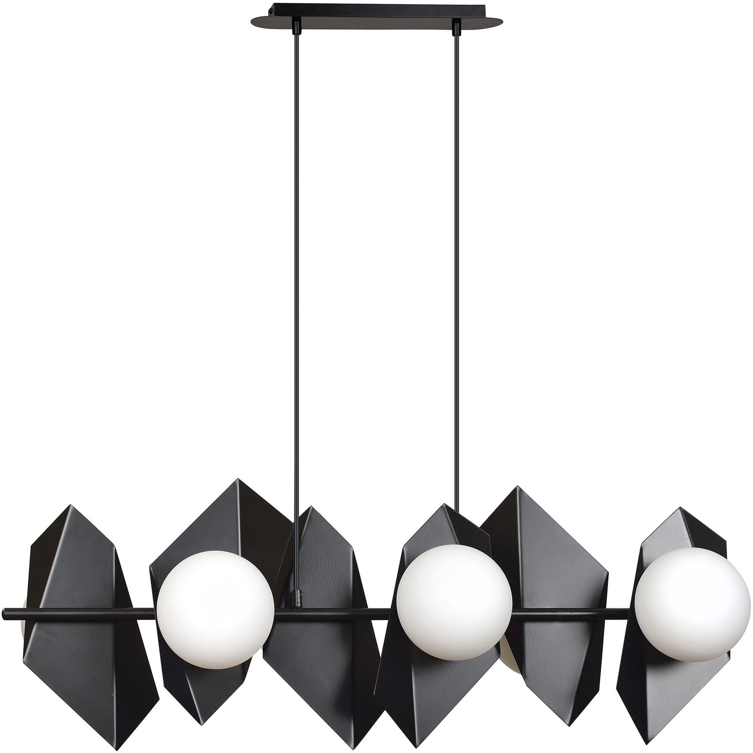 Emibig Assens hanglamp zwart met 6 melkglas bollen 6x E14 - Strakke verlichting voor elke ruimte