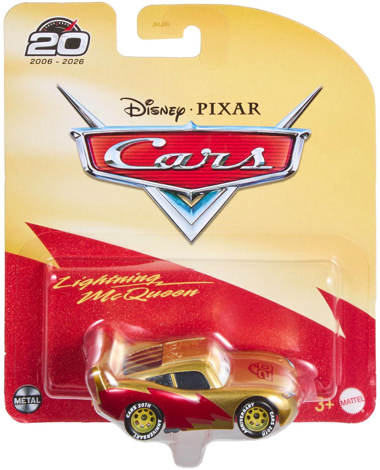 Disney Bliksem Cars auto 20th Anniversary Golden lightning McQueen - voertuig 7 cm schaal 1:55
