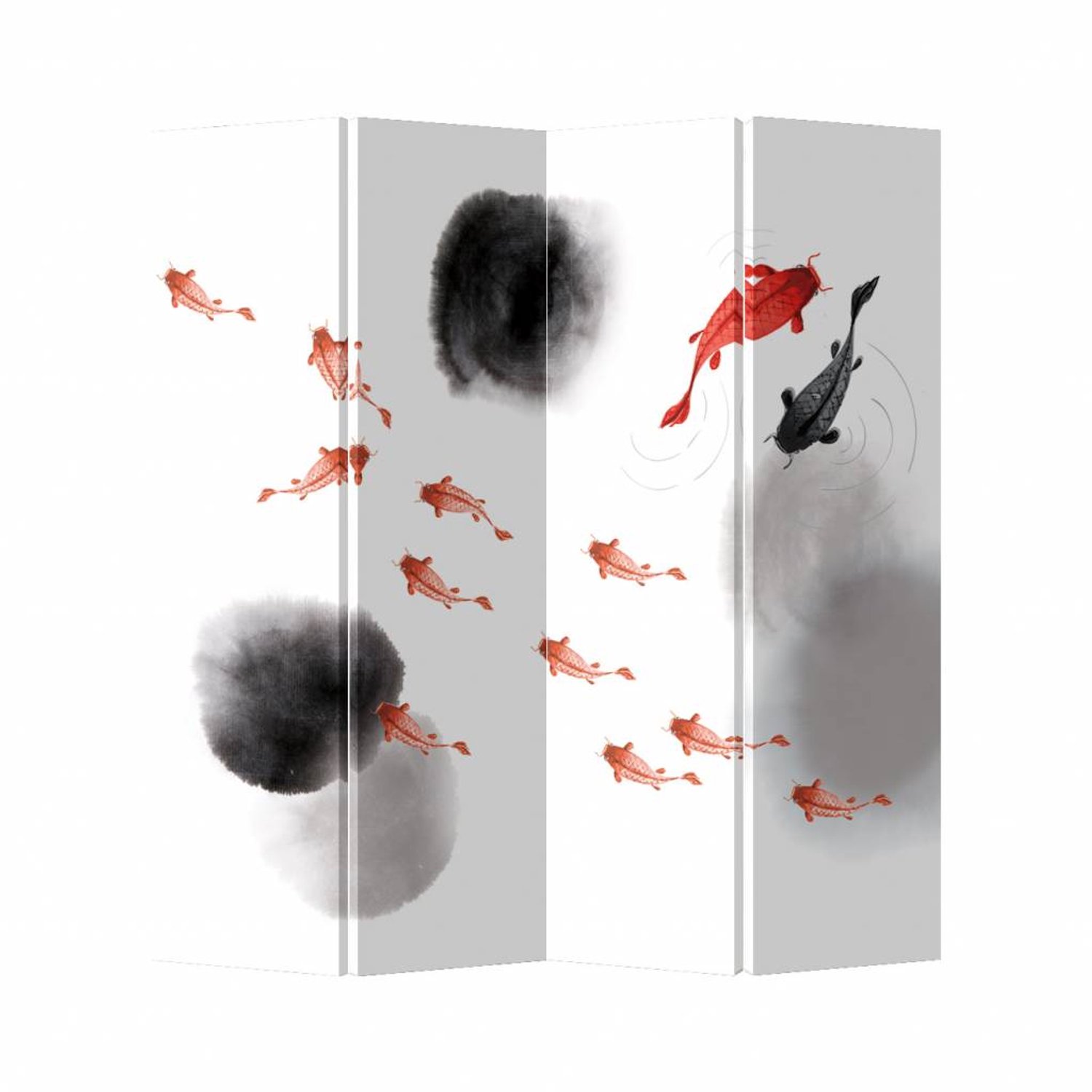 Fine Asianliving Chinees Kamerscherm Oosters Scheidingswand B160xH180cm 4 Panelen Koi Fish Wit, Multicolour