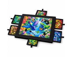 LunaGood® Puzzeltafel met Lades 1000 Stukjes - Met 6 Lades & Kantelbaar - Puzzelmap - Zwart