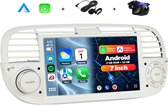 Boscer Autoradio - Geschikt voor Fiat 500 2007-2015 - Android 13 - Apple Carplay & Android Auto (Draadloos) - 2+32GB - 7 Inch HD Touchscreen - GPS Navigatiesysteem - Wit - Achteruitrijcamera & Microfoon