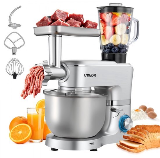 Keukenmachine Elektrisch - 1500 W Vermogen - 6 Liter Roestvrijstalen Kom - ABS Materiaal - Multifunctioneel Mixapparaat — afbeelding 4