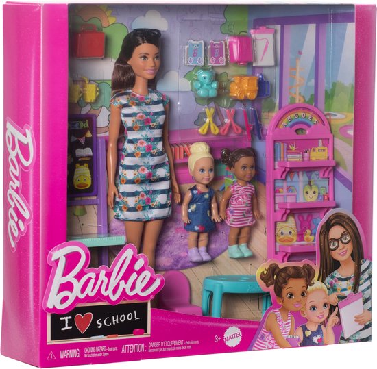 Barbie Dol op School - Speelset met 1 modepop en 2 kleine poppen — cadeau in Spellen & Speelgoed - foto 7