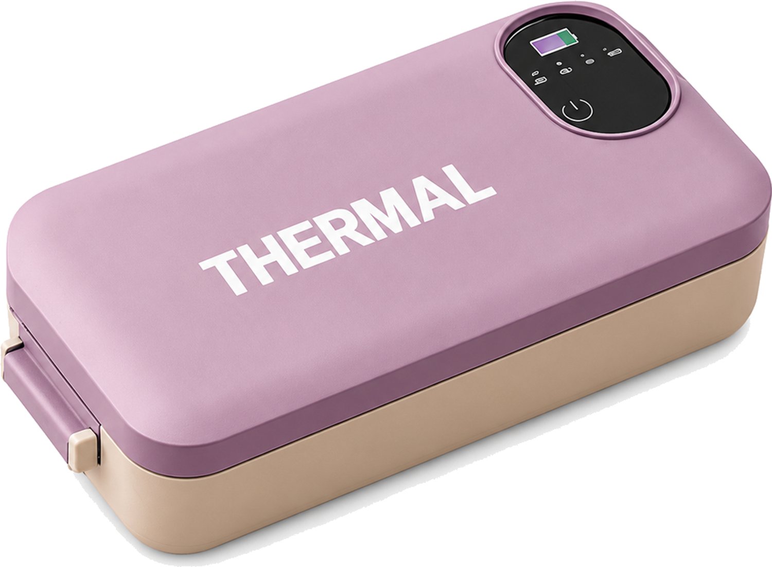 Elektrische broodtrommel in poederroze, oplaadbare uitvoering, met binnenbak van 304 roestvrij staal en PTC-verwarming zonder water, 45 W, 26,7 × 15,1 × 9,1 cm