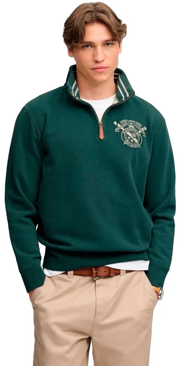 Superdry Gothic Varsity Sweatshirt Met Halve Rits 2XL Man Groen