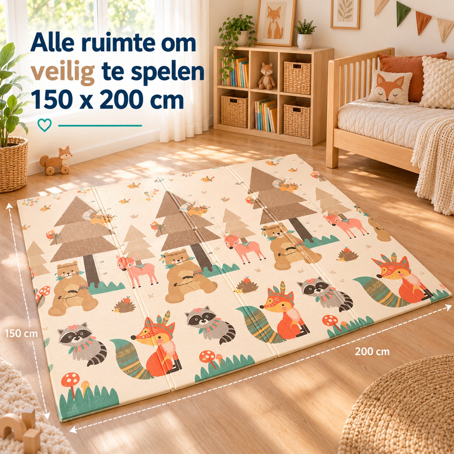 GoudenGracht - Speelmat - Speelkleed - Speelmat Baby - Dubbelzijdig - Opbergtas - Speelkleed Baby - Speelmat Foam - 150 x 200 cm - Opvouwbaar - Beige - Baby Speelgoed 6 maanden - Baby cadeau - Kraamcadeau – foto 5