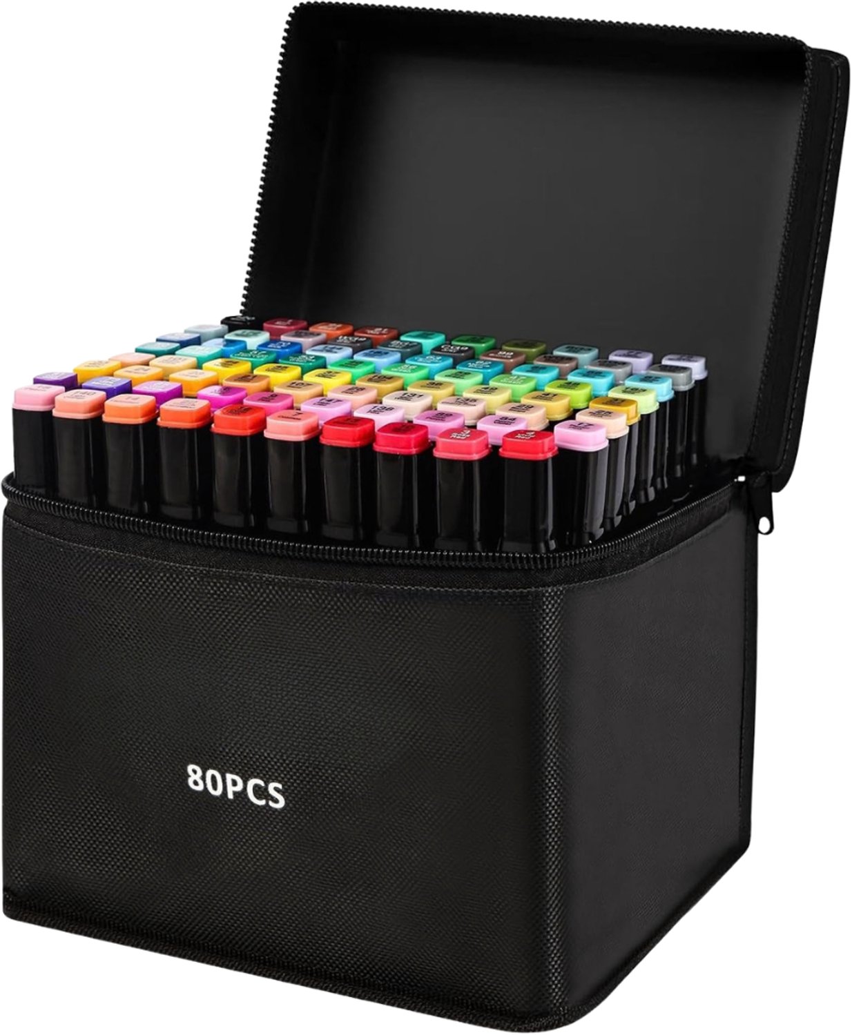 Verte - Alcohol Based Markers - 80+3 Kleuren - Tekenpen - Viltstift Met Dubbele Punt - Inclusief Zwart Etui En Standaard