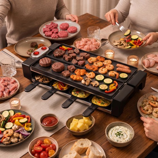 Emerio Raclette Grill - Gourmet - 8 Pannetjes en spatels - ILAG coating - Anti-slip voetjes - Aluminium Grillplaat - 40,6 x 10 cm - RG-132098.2 — afbeelding 3