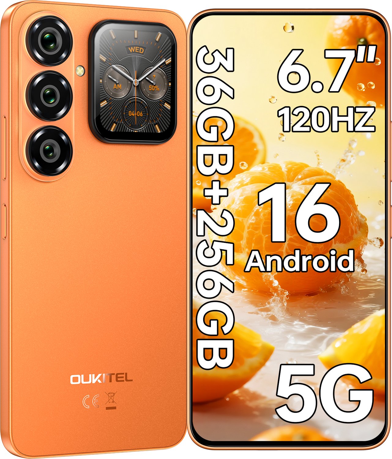 OUKITEL P2 PLUS 5G Smartphone 36GB RAM-256GB ROM-6.7 inch 120HZ FHD+-50MP Camera-Android16