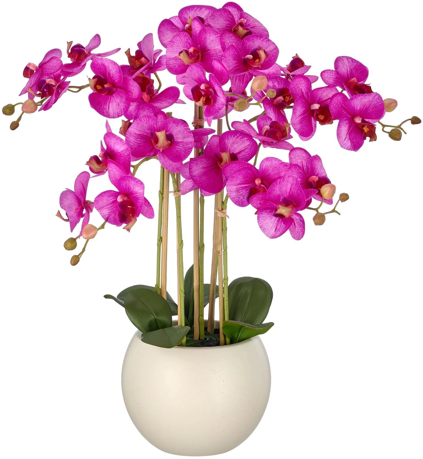KOPU® Kunstorchidee 65 cm - Lila - Crèmekleurige pot - Phalaenopsis