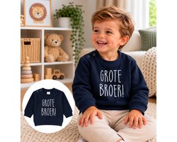 Sweater trui shirt voor kind - grote broer blauw Maat 86 - Big brother bro - Familie uitbreiding - Zwangerschap aankondiging hoera stoer ik word bekendmaking baby