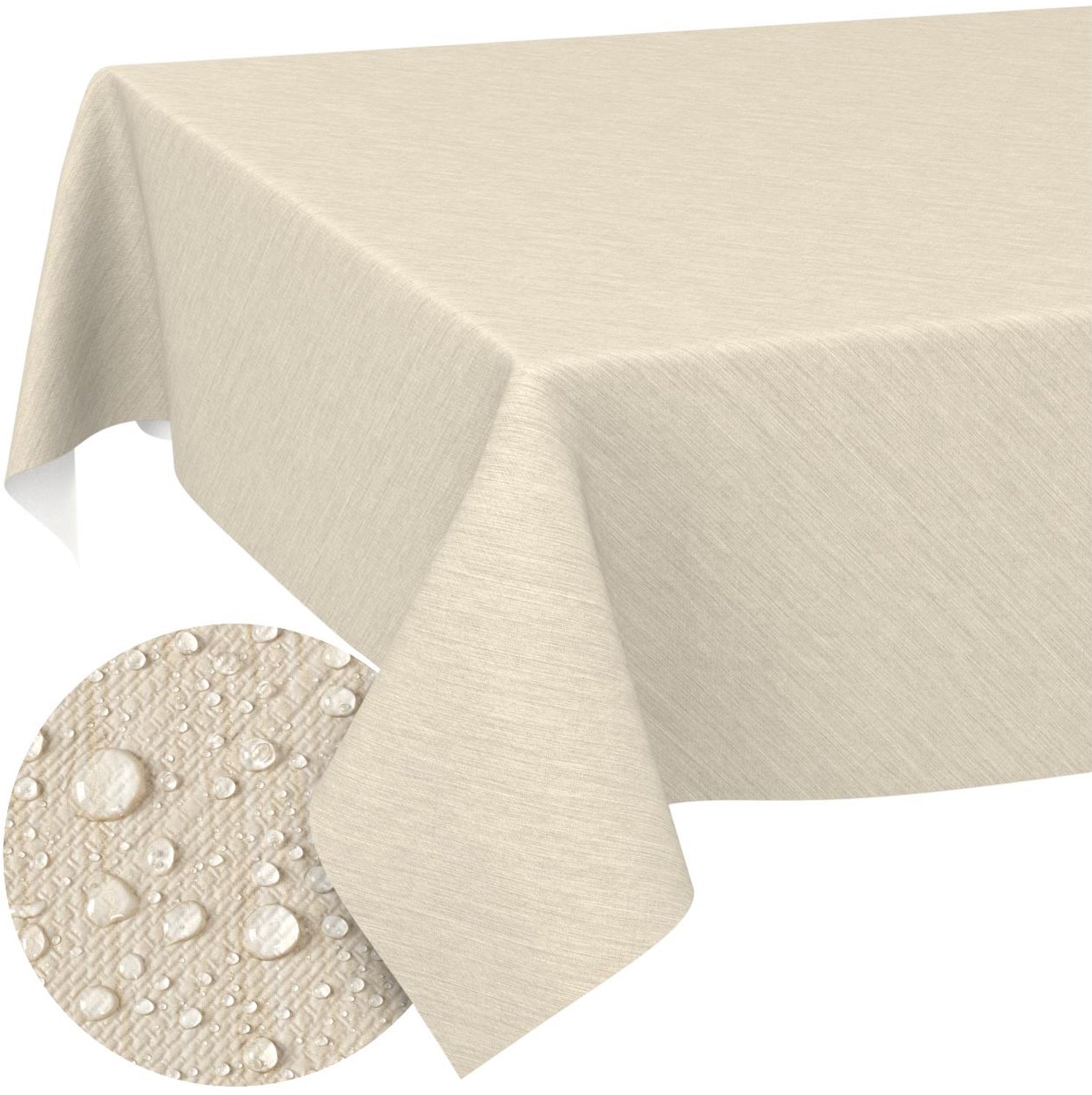 ANRO Tafelzeil op rol Linnenlook Groen 140cm x 20m – Afwasbaar Tafelkleed Rechte rand Waterafstotend