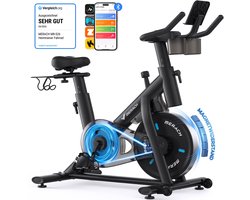 MERACH Hometrainer fiets - 16 Niveaus Weerstandsysteem Fitness Fiets - Met Trainings APP - LED-scherm - Trainingscomputer - Met tablethouder 2 Bekerhouders - Compatibel met Zwift & Kinomap - Max 135KG gebruikersgewicht en tot 1.95m