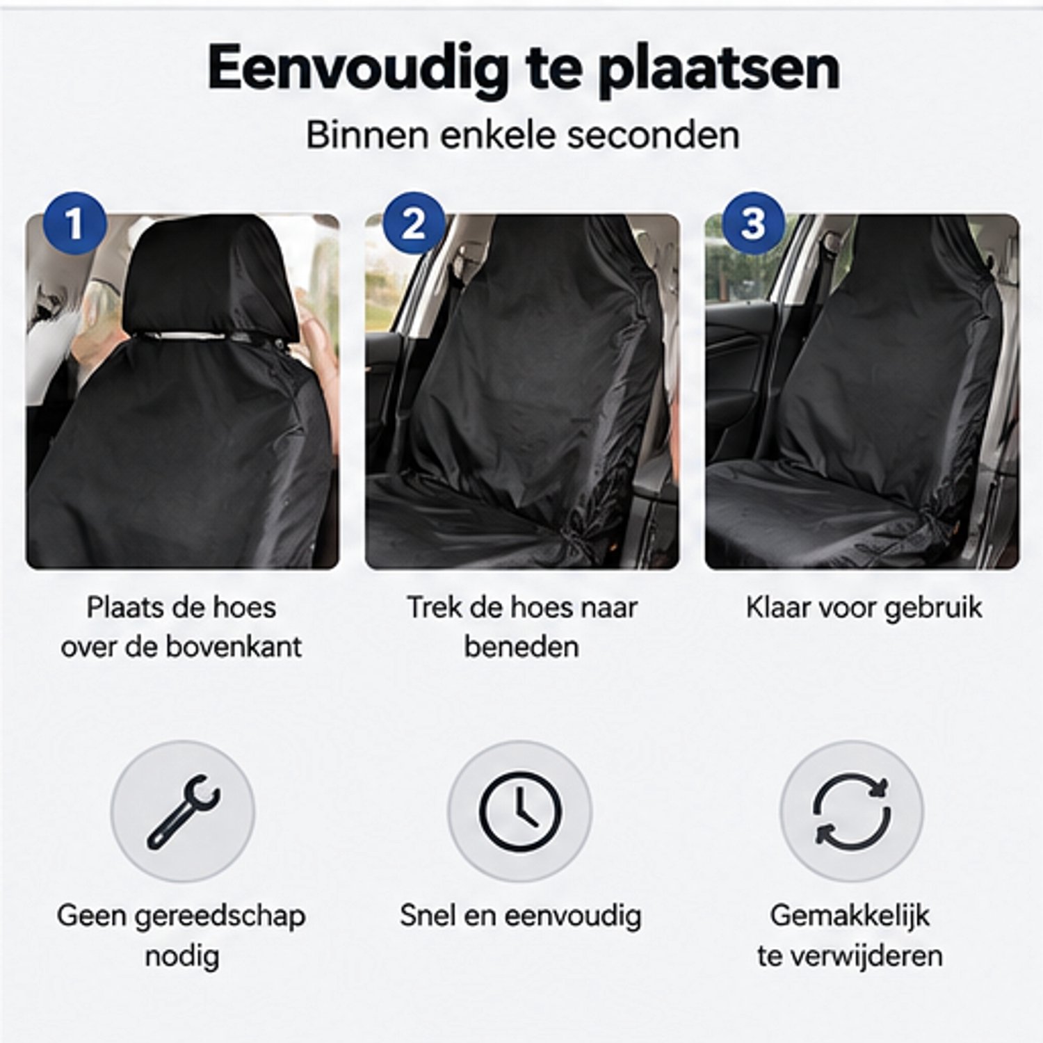 Autostoelhoes Auto - Universele Stoelhoes - Waterafstotende Beschermhoes - 180 x 60 cm - Voorstoel - Zwart – foto 7