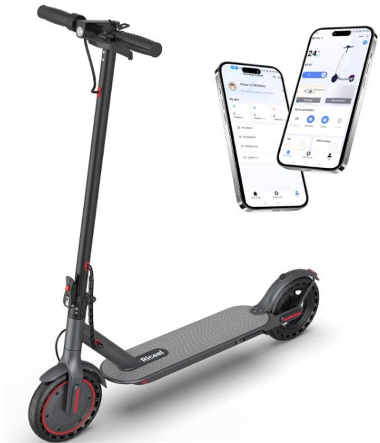 Riceel R50 Elektrische Step voor Volwassenen – 250W Motor –36V 10.4AH – 25 km Actieradius – max snelheid 25km/u – 8,5 inch vaste band – Opvouwbaar – met Vicont App