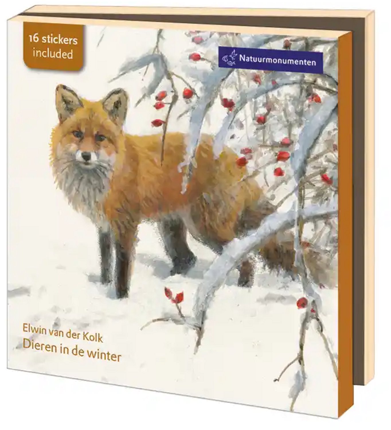 Wenskaarten Kerstkaarten 10x - Kaartenmapje met env, vierkant: Dieren in de Winter, Elwin van der Kolk, Natuurmonumenten - 2x5 motieven