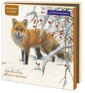 Wenskaarten Kerstkaarten 10x - Kaartenmapje met env, vierkant: Dieren in de Winter, Elwin van der Kolk, Natuurmonumenten - 2x5 motieven