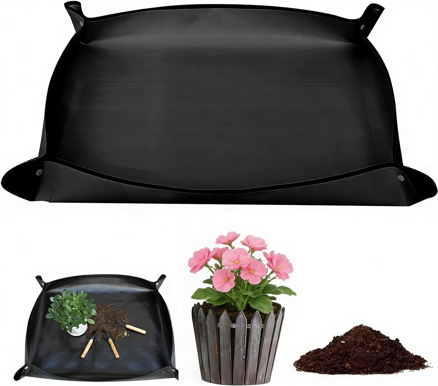 1 stuk 100 x 150 cm waterdichte tuinmat, opvouwbare potbak en groot verpotoppervlak voor planten - ShopVlot
