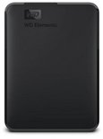 Zwarte Western Digital Elements draagbare harde schijf, minimalistisch ontwerp.