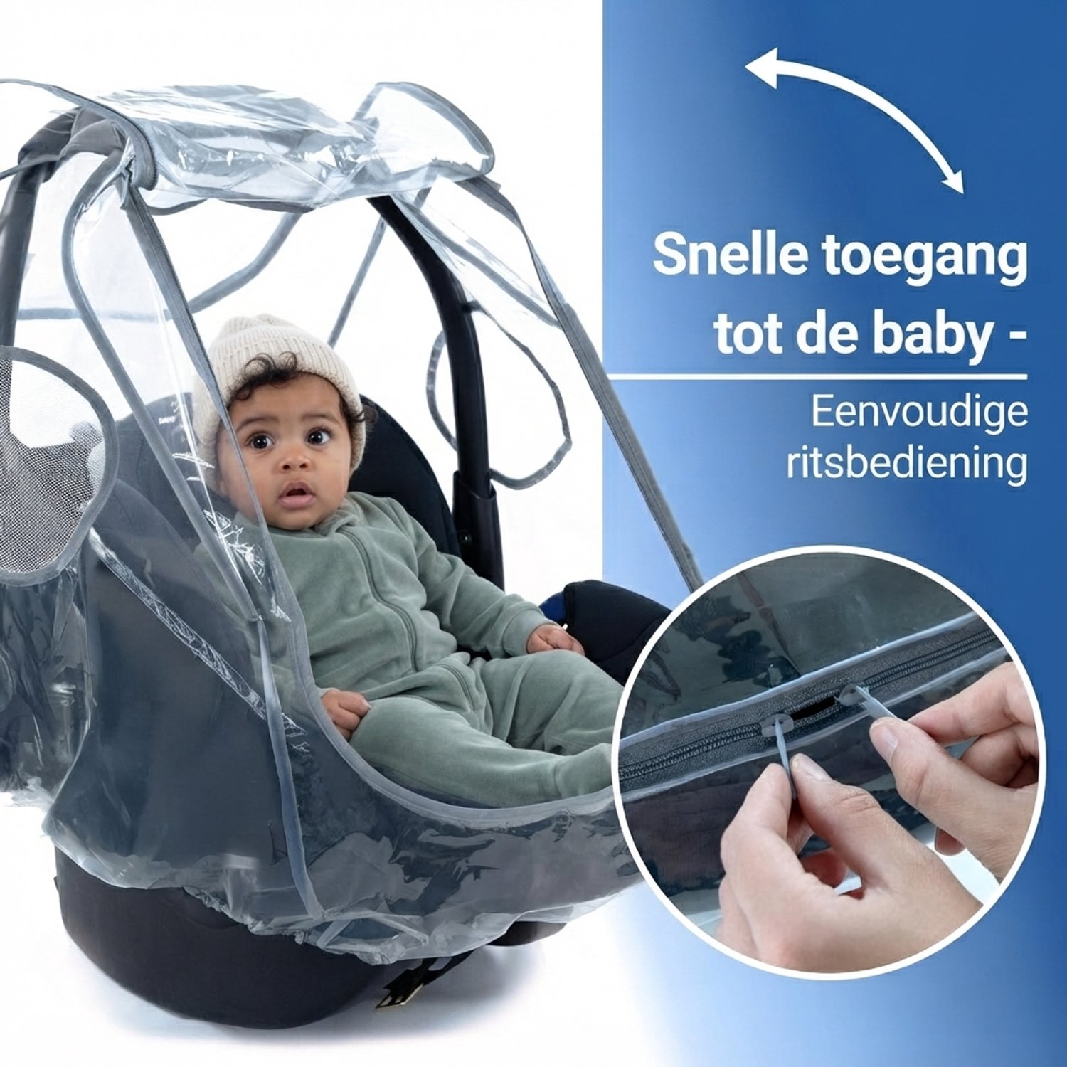 Livatto Universele regenhoes voor babyautostoel met rits en ventilatie - transparant, geschikt voor Maxi-Cosi, Cybex, Graco, Joie, Nuna – foto 3