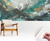 Wallfluent Zelfklevend Fotobehang - Grijs Vliesbehang - 250x104 cm - Artistieke Wervelwind Fotobehang - Woonkamer behang Abstractie - Behang Zonder Lijm - Scheurbestendig Behang