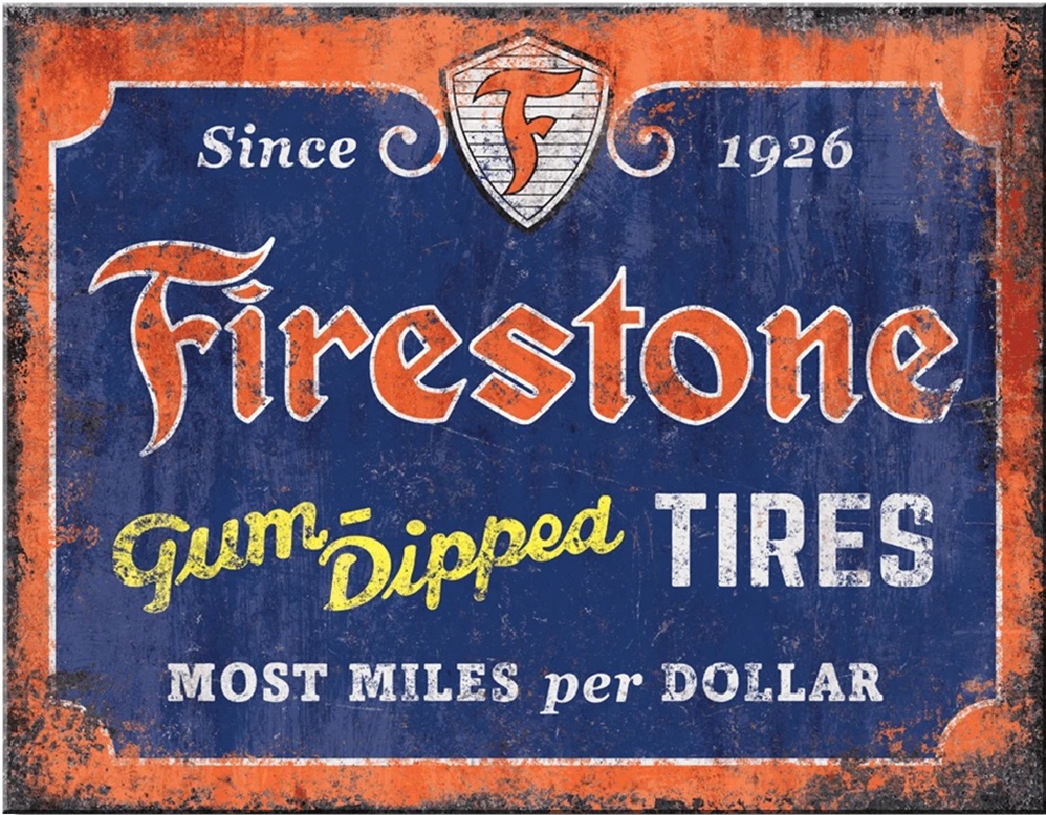 Firestone Tires. Metalen wandbord 31,5 x 40,5 cm.