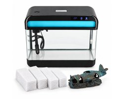 AquaImpact Zelfreinigend Aquarium 13 L – Vliegtuig - 20 Filters - Decoratie - Set met 3‑in‑1 Pomp - LED & Touch Display – Timer & Dim Functie - Incl. Luchtbevochtiger - Garnalen Aquarium