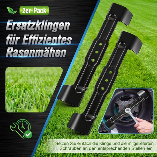 Vervangingsmessen 2-delig - zwart staal - compatibel met Bosch Rotak 37 Li-serie - eenvoudig te installeren - ServiceTopper — afbeelding 4
