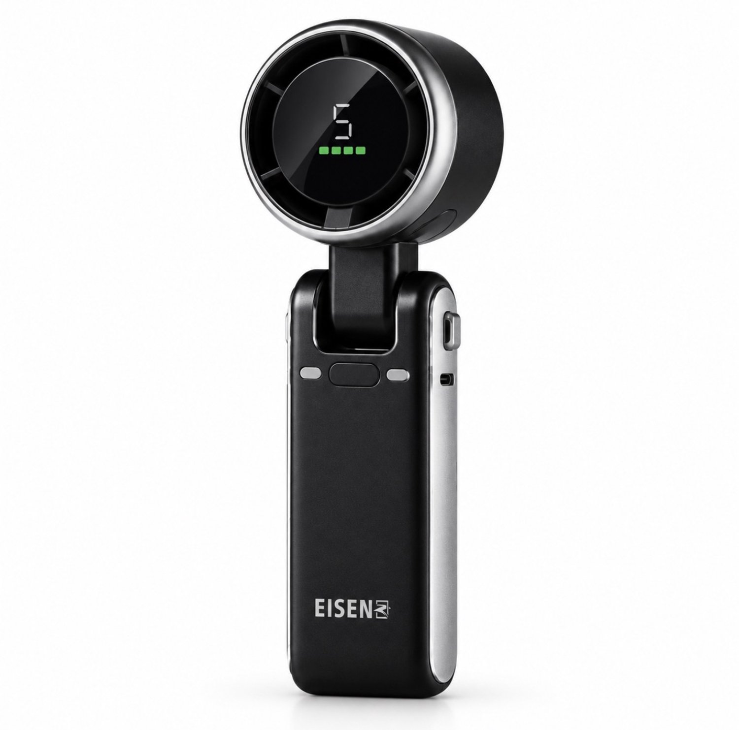 EISEN Mini Handventilator Oplaadbaar | Draagbare Ventilator met LED Display | 180° Verstelbaar | 1200 mAh Batterij | Nekventilator voor Reizen, Festival en Kantoor | Zwart