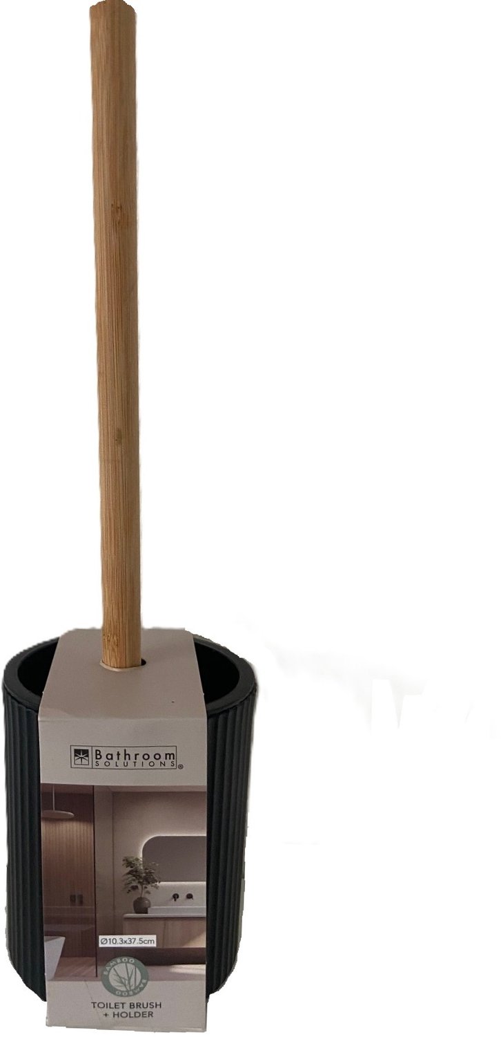 Bamboo Toiletborstel 36 cm met zwart plastic houder 10 x 13 cm