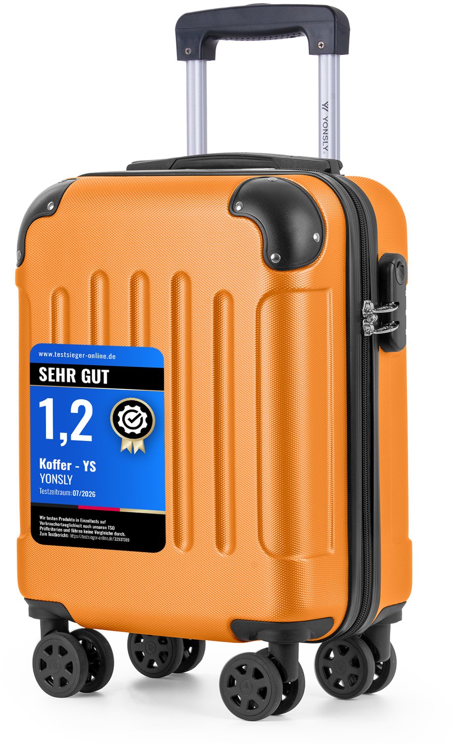 YONSLY Handbagage Koffer - 46x31x20 cm - Reiskoffer 25L - Oranje