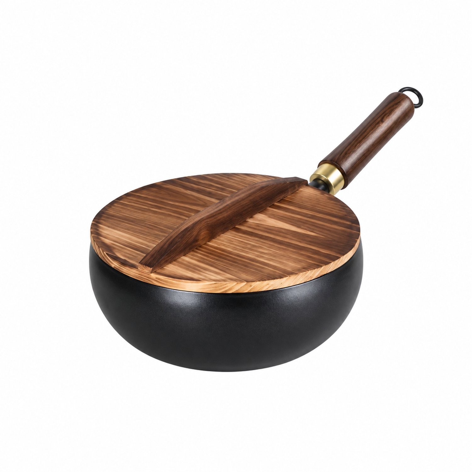 Lamor Wokpan met Houten Deksel - Wokpannen - Koekenpan - Pan - Pannen - Inductie - Gasfornuis - Natuurlijke Antiaanbaklaag - 24 cm
