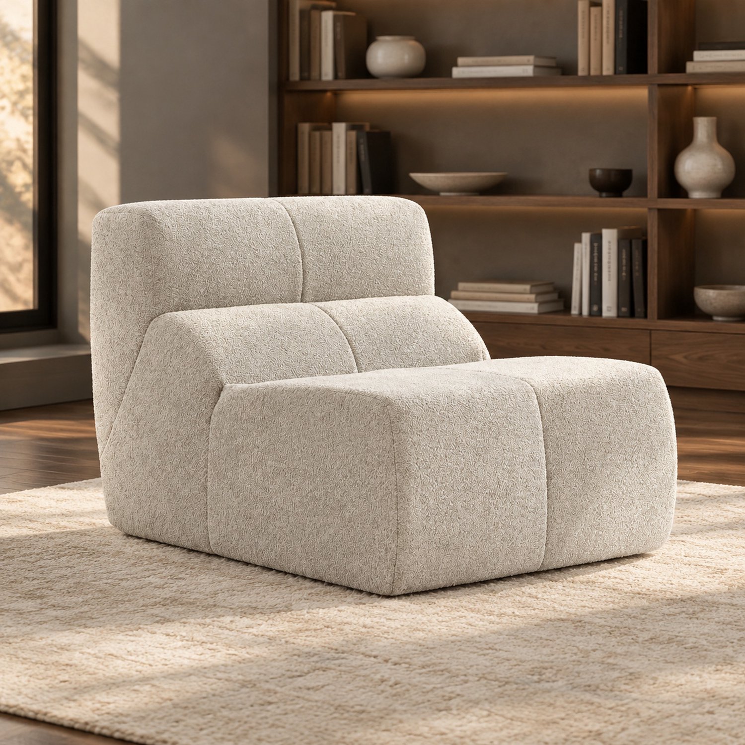 WUVRIE Fauteuil 94x110x79 cm - Fluwelen bekleding en schuimvulling - Wit