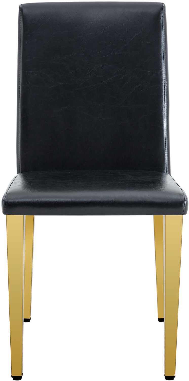 SONNENH Eetkamerstoelen set van 2 met zwart kunstleer en goudkleurige metalen poten - 90 cm hoog Zwart en goudkleurig